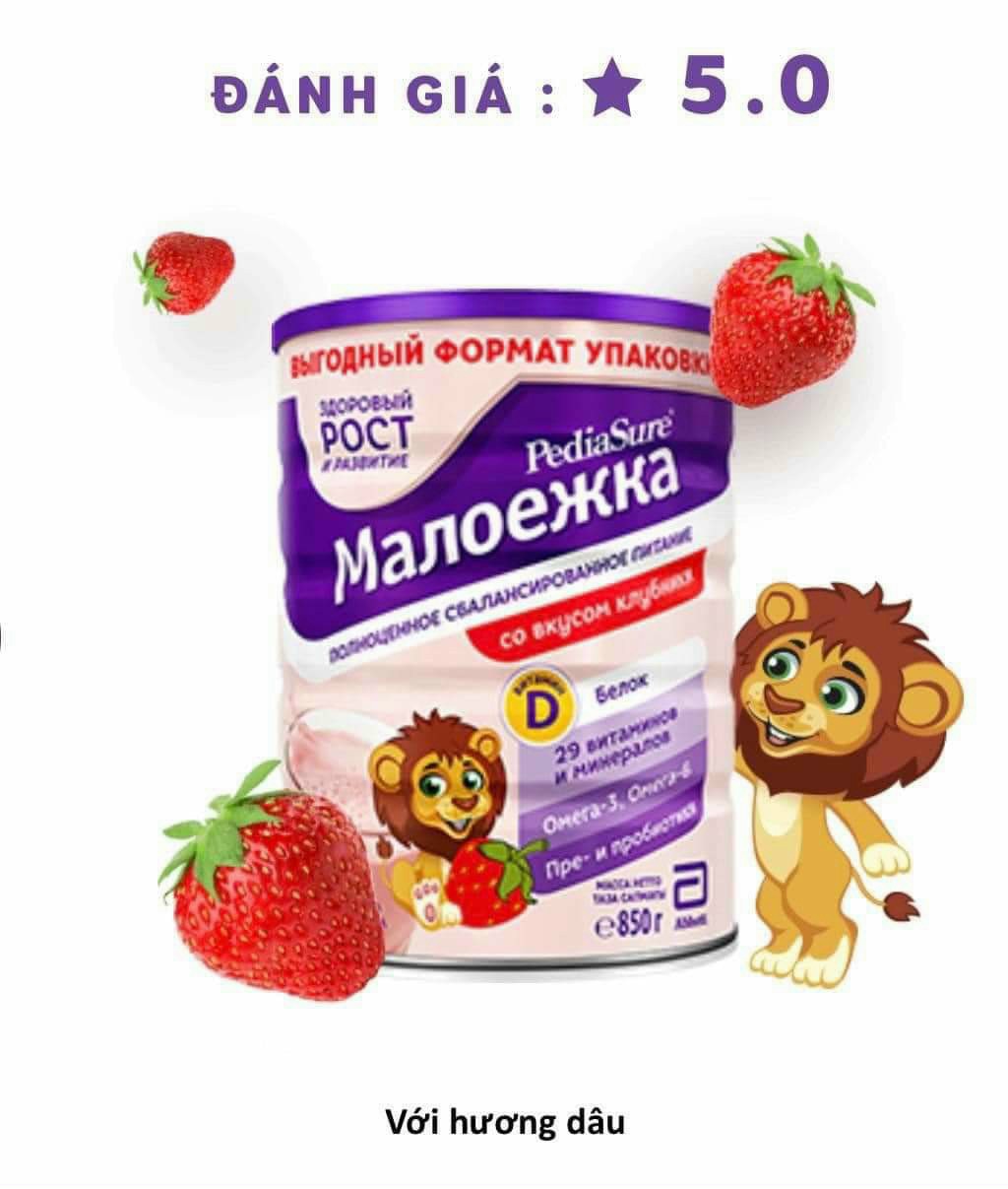 Sữa bột Pediasure Nga hương vị dâu hộp 850g (1-10 tuổi)